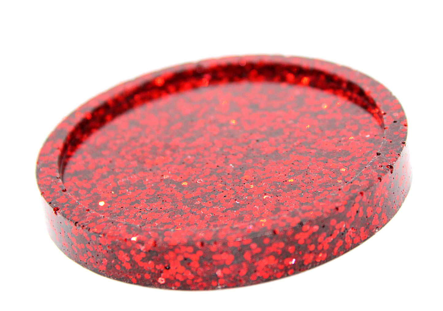 small red glitter coaster