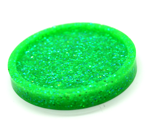 neon green glitter coaster