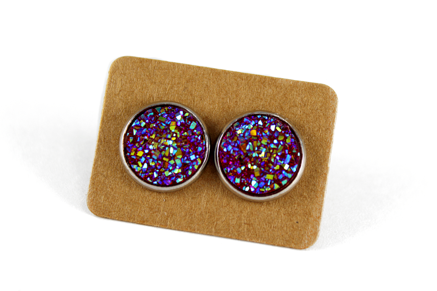 Multicolor Red Faux Druzy Earrings