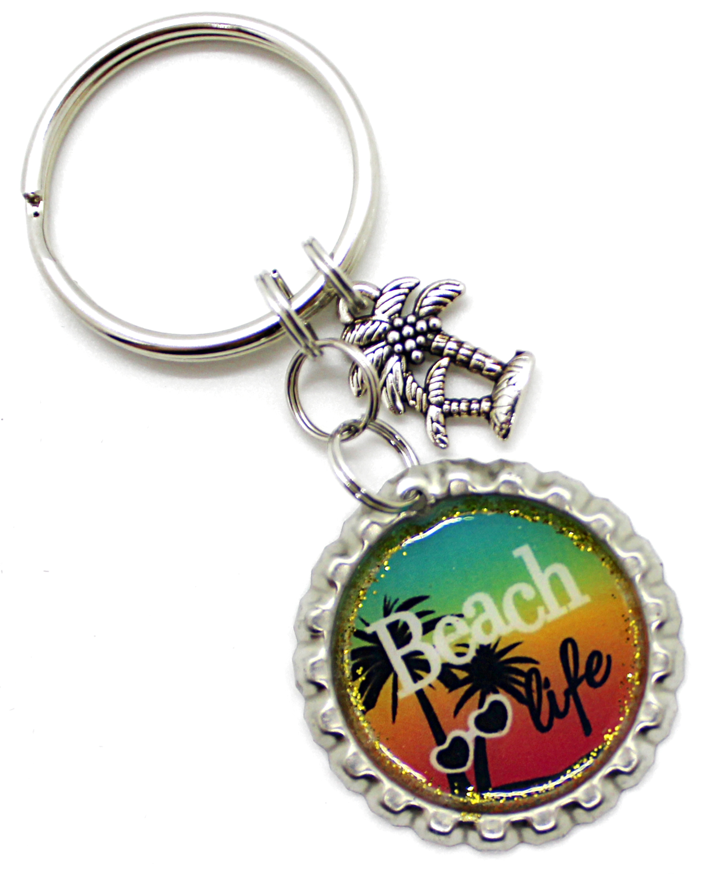 “Beach Life” Bottle Cap Keychain