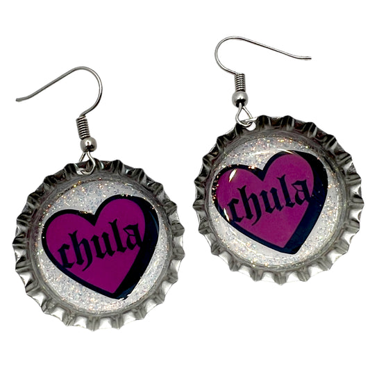 “Chula” Heart Bottle Cap Earrings