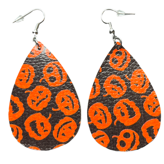 “Pumpkin Party” Faux Leather Earrings