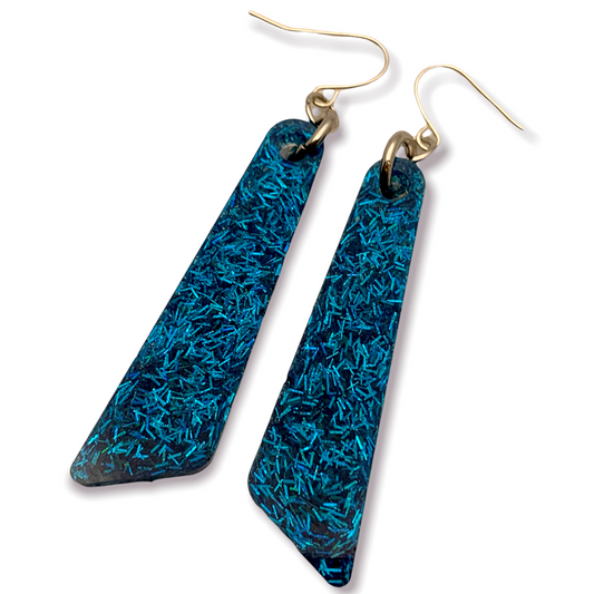 Medium Teal Blue Resin Dangle Earrings