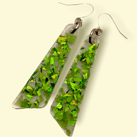 Lime Foil Resin Dangle Earrings