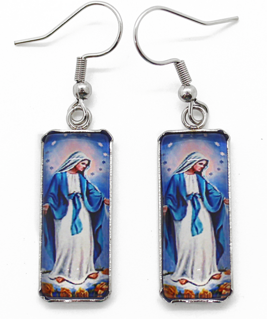 Virgen de Guadalupe Glass Cabochon Earrings