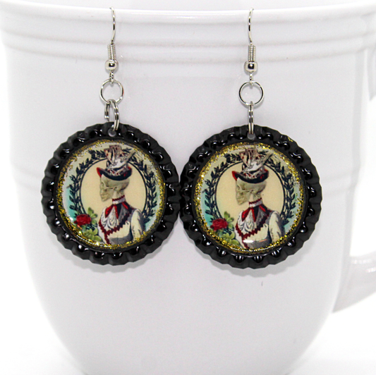 gothic vintage skeleton woman earrings 