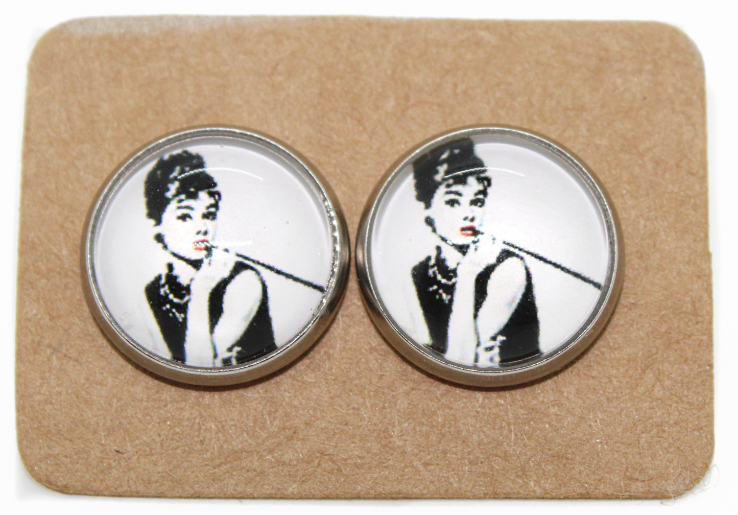 Black & White “Audrey” 12mm Earrings