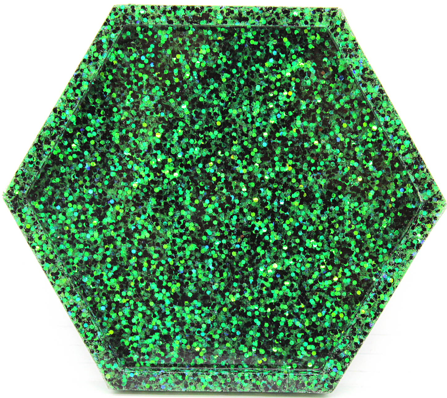 Emerald Green Glitter Hexagon Coaster