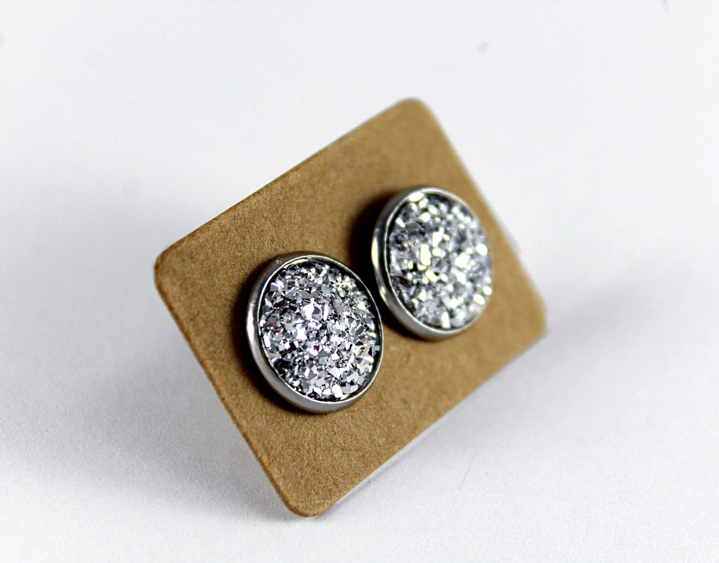 Silver Faux Druzy Earrings