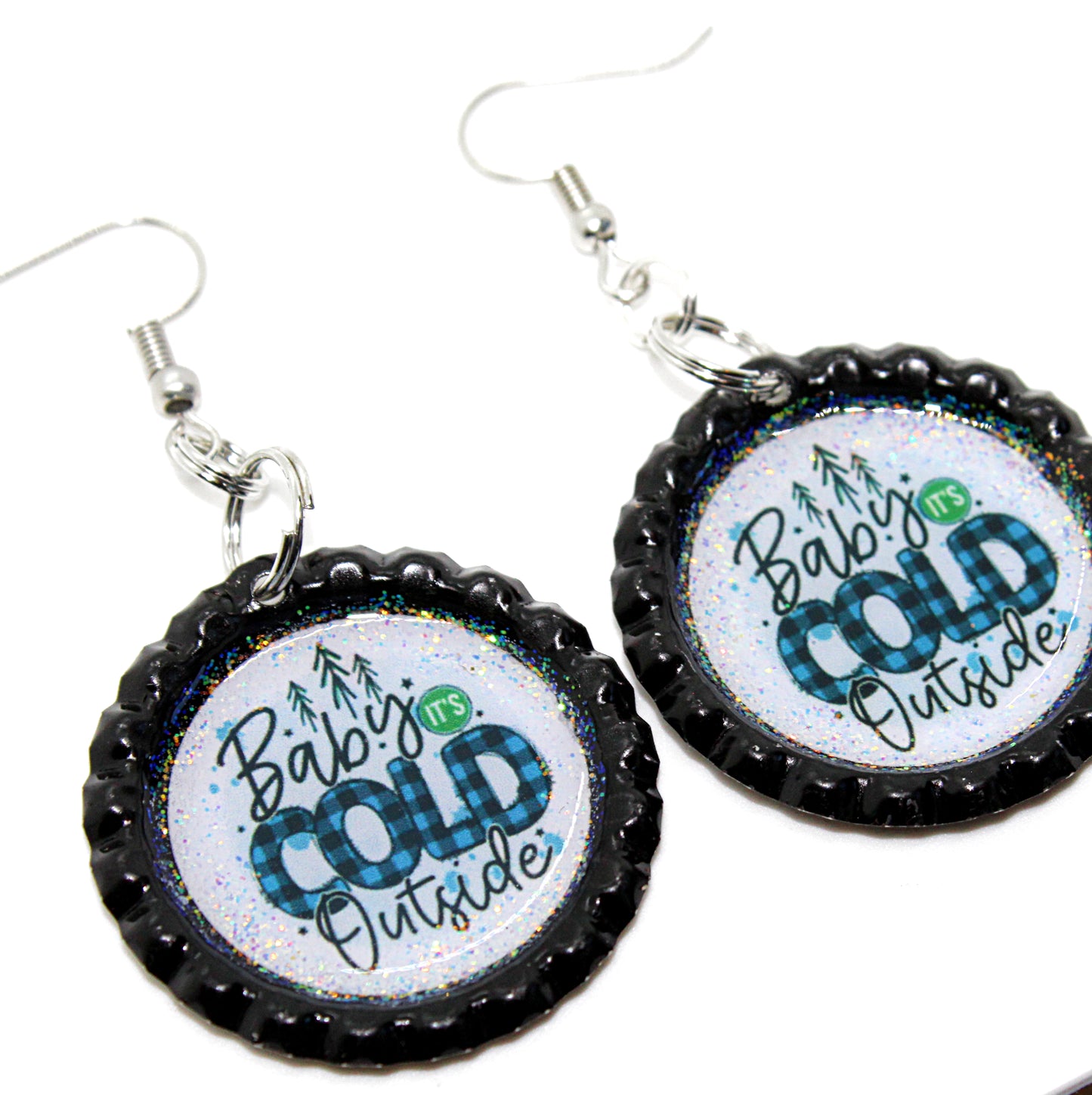 “Baby it’s Cold Outside” Bottle Cap Earrings