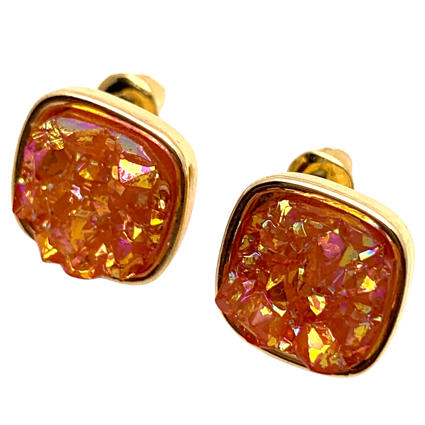 Light Orange Faux Druzy Earrings