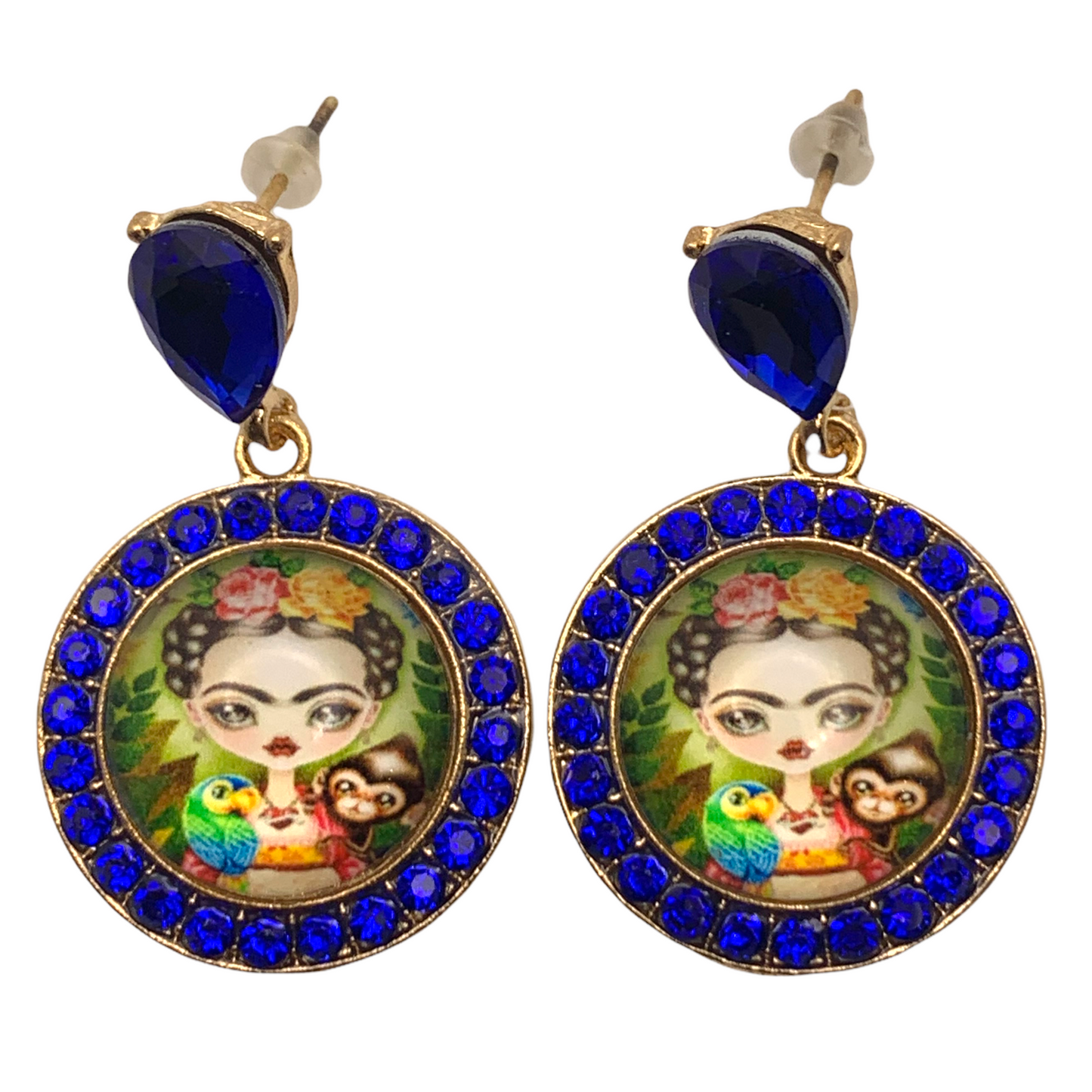 Blue “Frida” Rhinestone Earrings