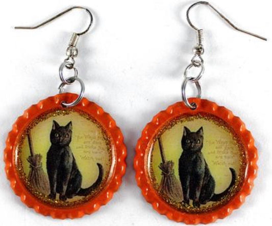 black cat halloween earrings