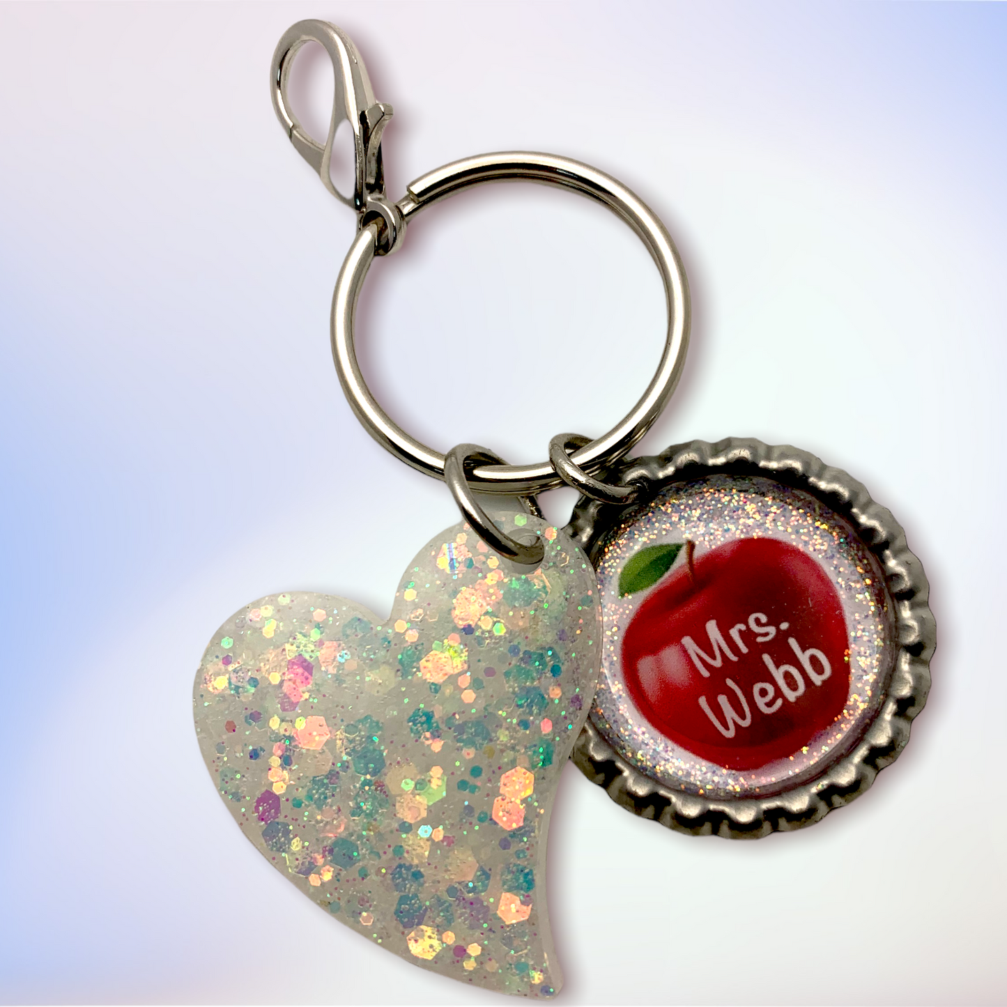 Personalized Teacher Themed Bottle Cap Keychain