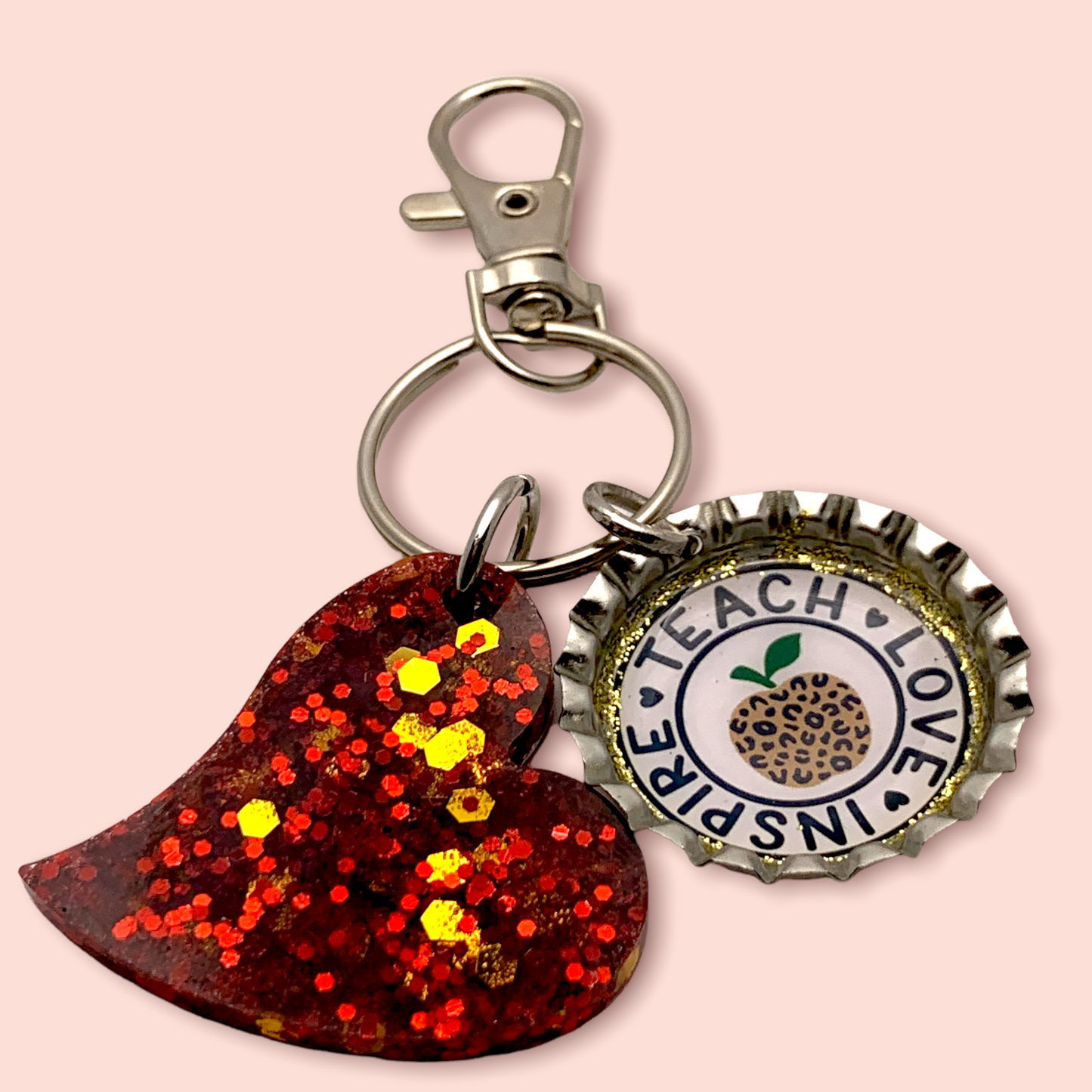 “Teach Love Inspire” Bottle Cap Resin Keychain