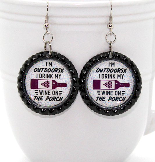 I'm Outdoorsy Wine bottle cap earrings