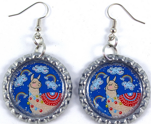 Llama Bottle Cap Earrings