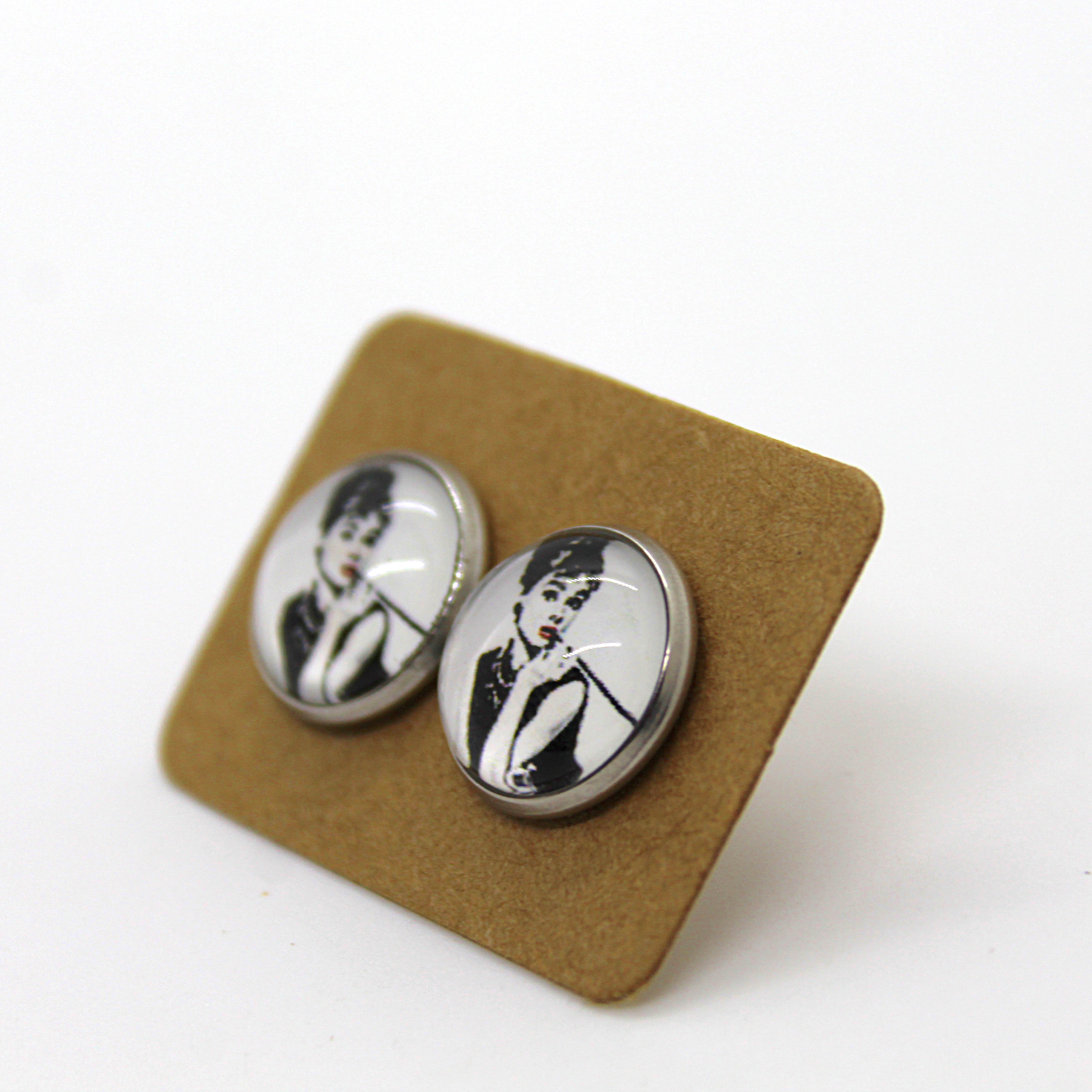 Black & White “Audrey” 12mm Earrings