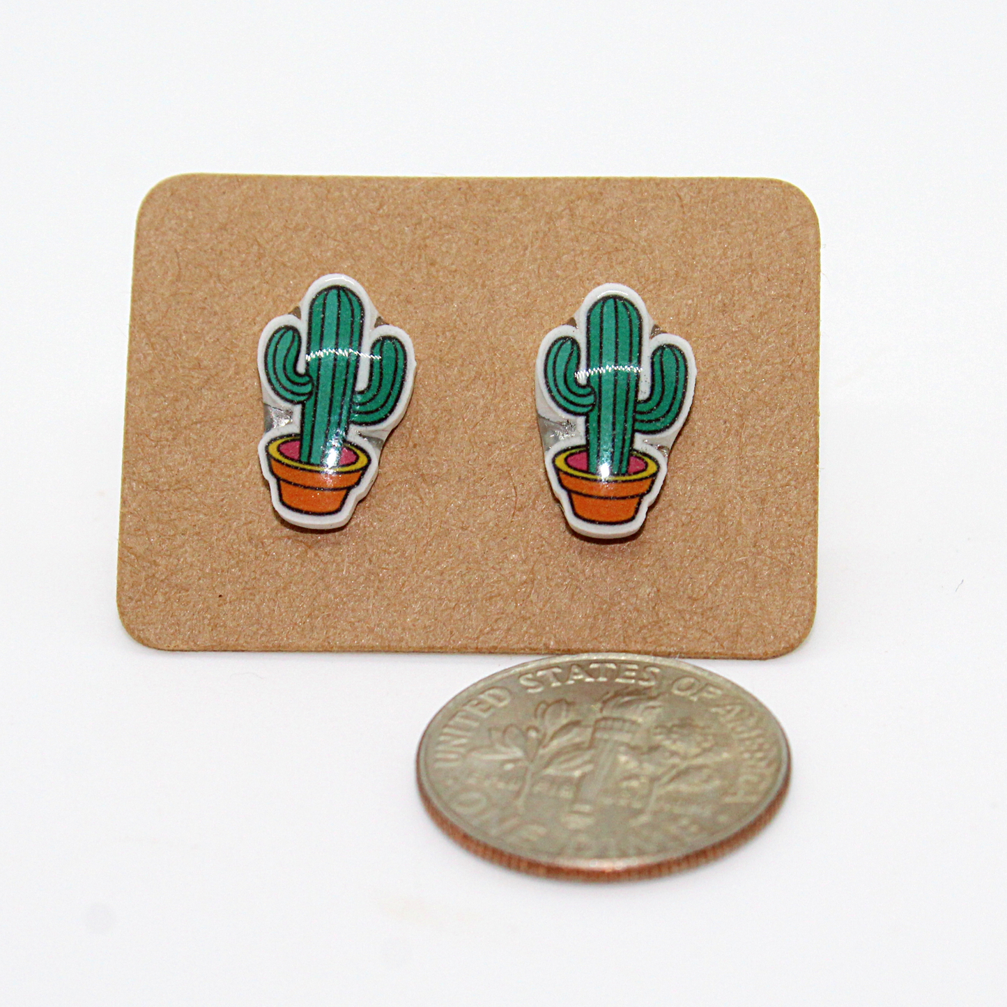 Mini Cactus Acrylic Earrings