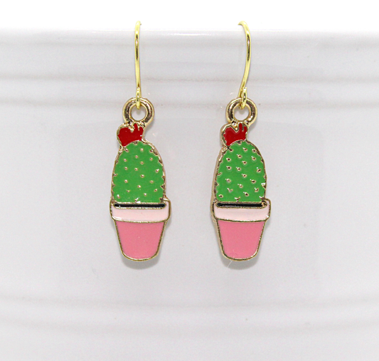 Cactus Enamel Charm Earrings