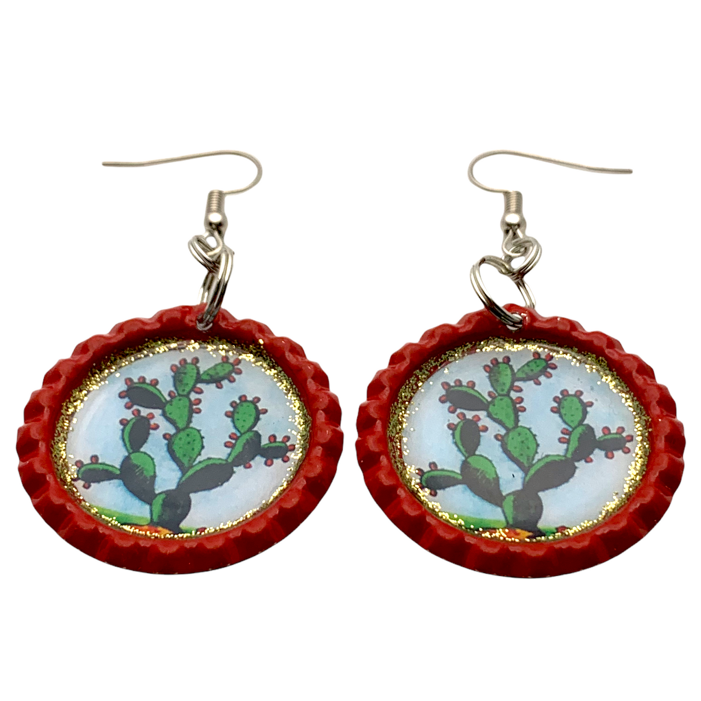 “El Nopal” Bottle Cap Earrings