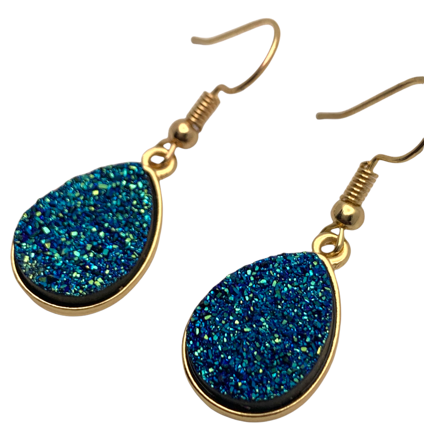 Lagoon Faux Druzy Teardrop Earrings