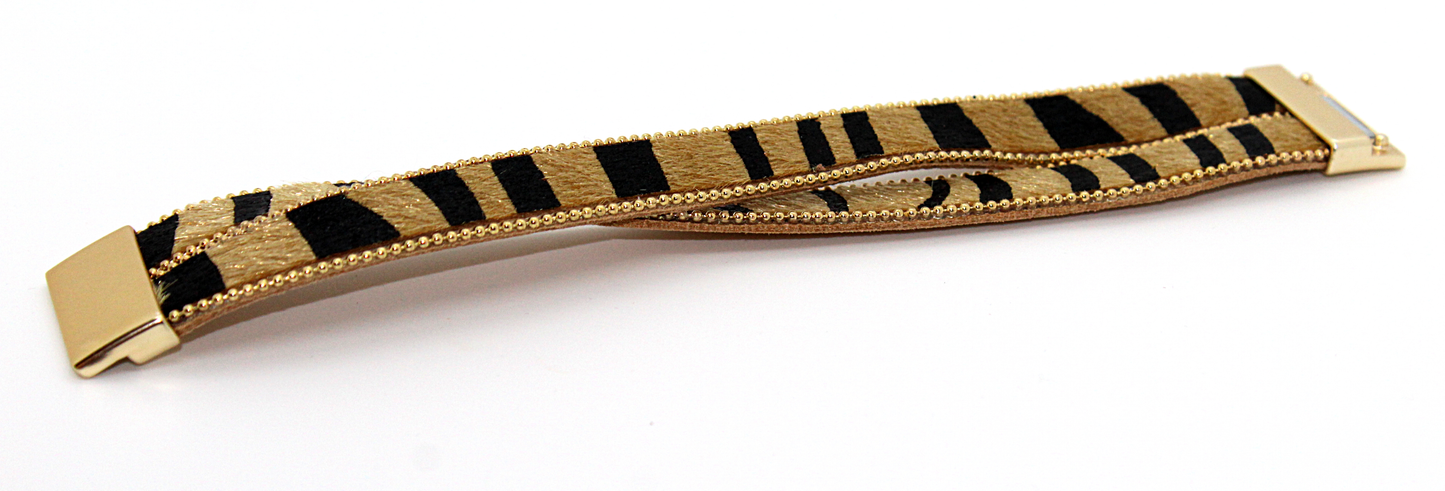 animal print leather magnetic bracelet