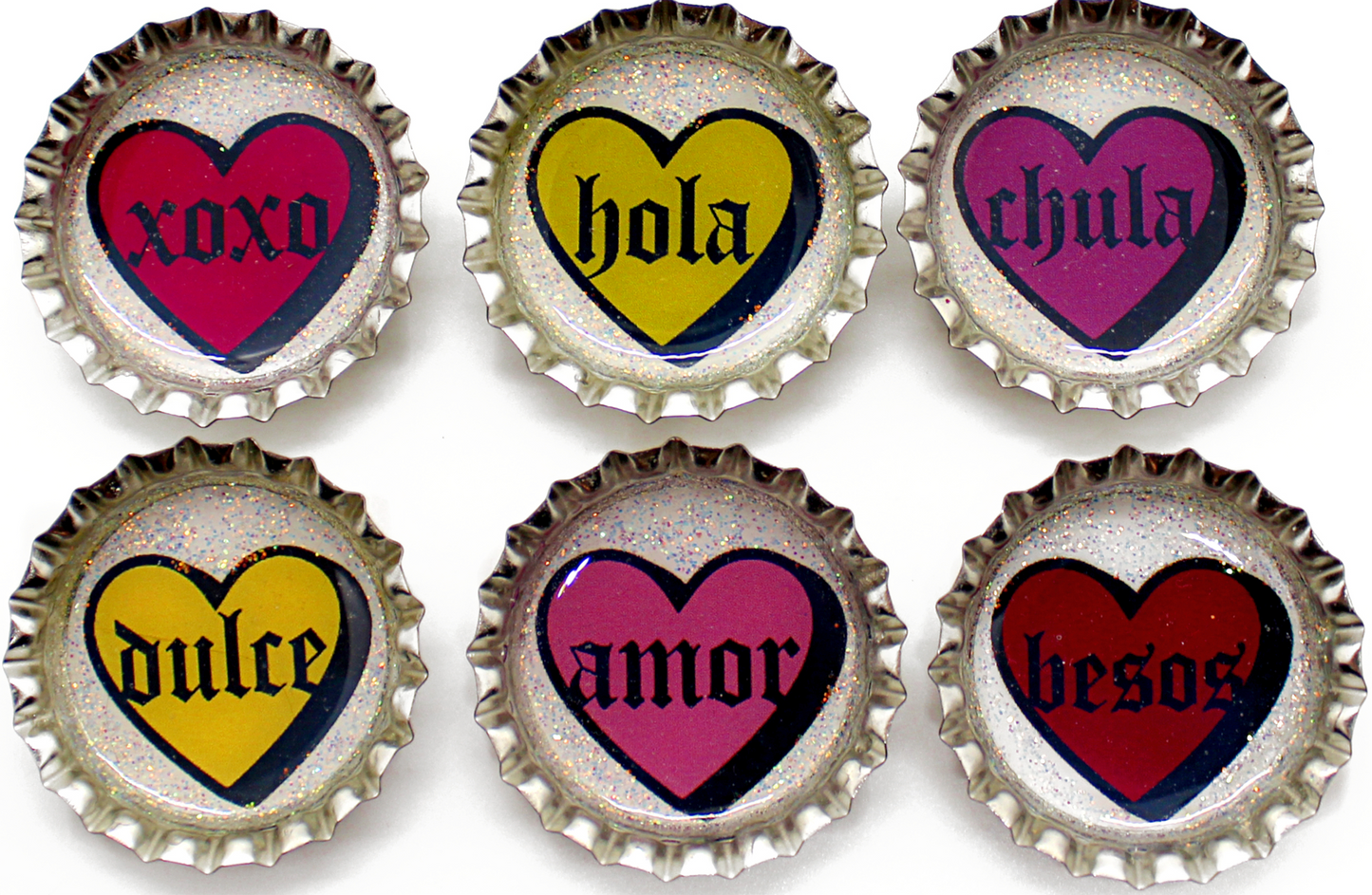 Spanish Words Heart Magnet Set