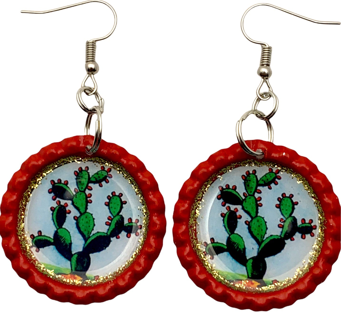 “El Nopal” Bottle Cap Earrings