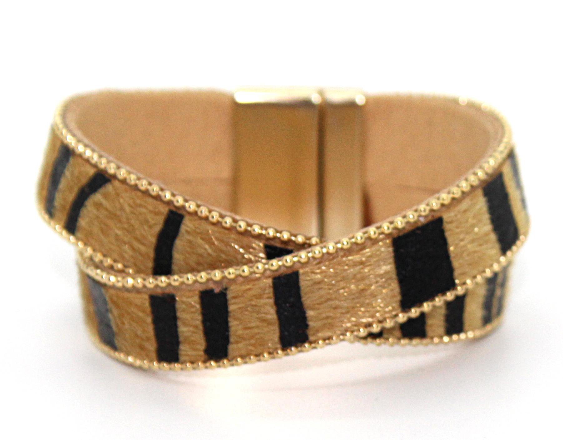 animal print leather magnetic bracelet